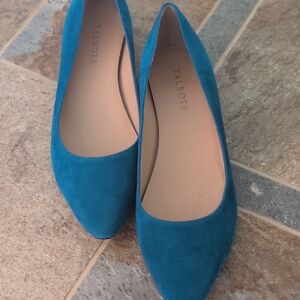Talbots Teal Suede Leather Flats Sz 9.5